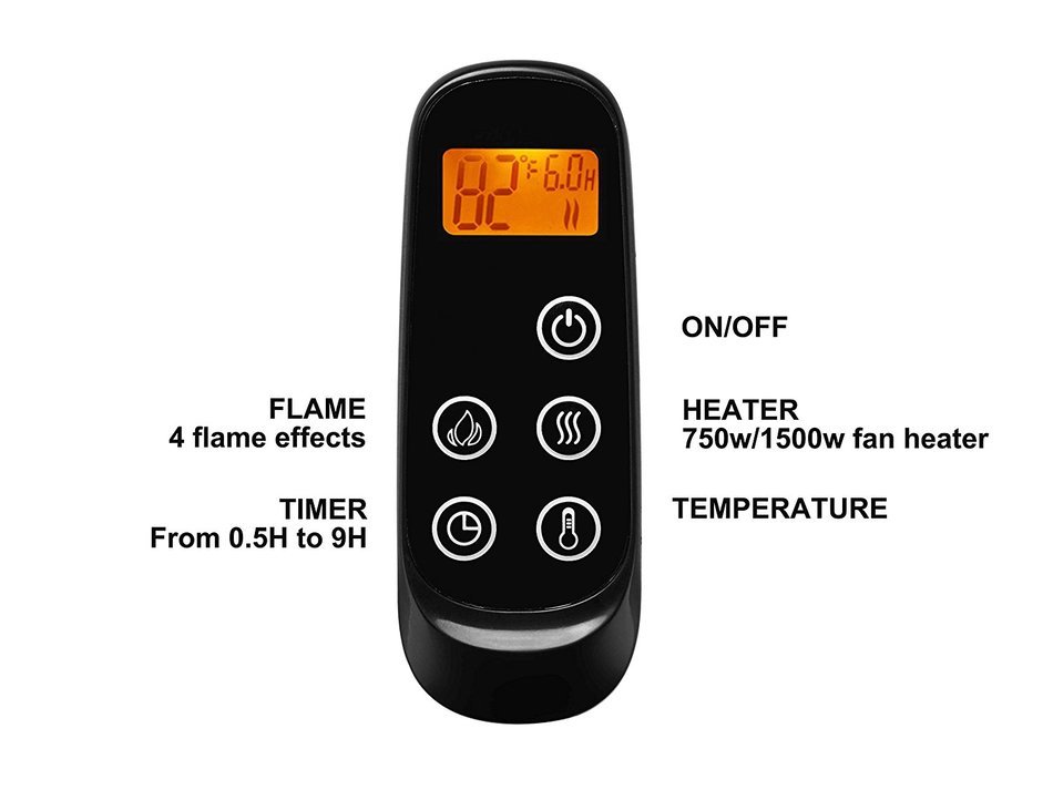 PuraFlame 50" Serena Wall Mounted Flat Panel Electric Fireplace with Remote Control, 1500W, Black N4