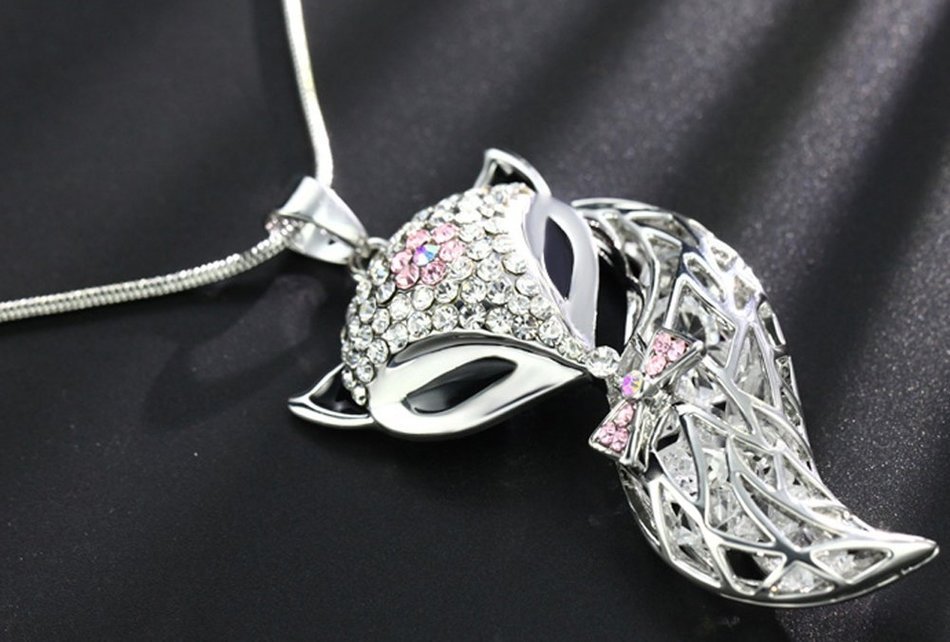2016 New Style Women Fashion Fox Long Sweater Chain (Platinum) N2