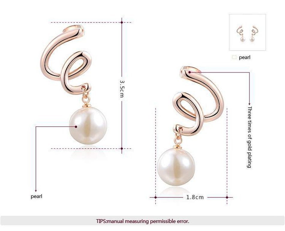MENGDA Jewelry Set Gold Plated Pearl Pendant Necklace Dangle Earring Stud Set. (Pearl -3) N20
