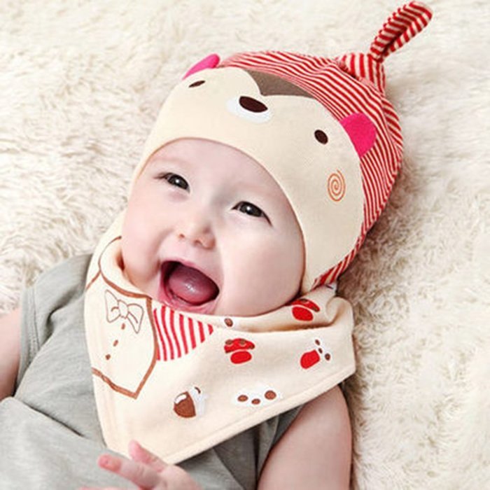 KAKA(TM) Babys Girls Boys Lovely Hat Winter Warm Beanie Stripe Cap with Scarf N3