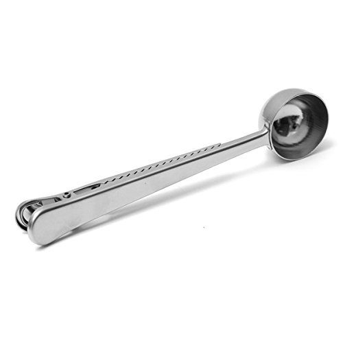 "Stainless Steel Coffee Tea Measuring Scoop Spoon With Bag Seal Clip" shopping