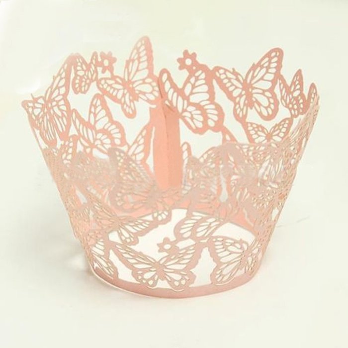 12pcs Butterfly Cupcake Muffin Wrapper Wrap Case Wedding Birthday Anniversary Celebration (Silver)