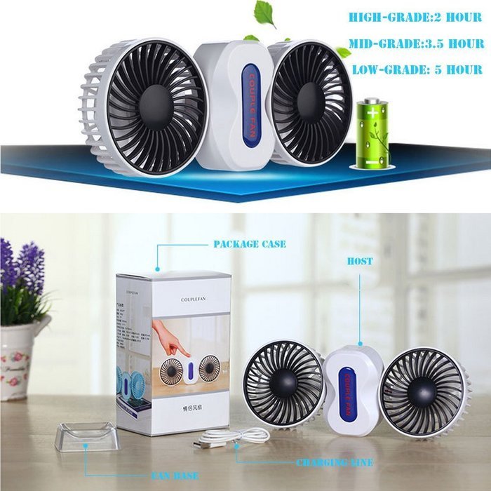 USB Mini Fan,BAVIER&reg; Couples mini fan,Sound-free design Desktop Fan,Portable USB Fan,3 Speed Adjustable,USB Cooling... N27