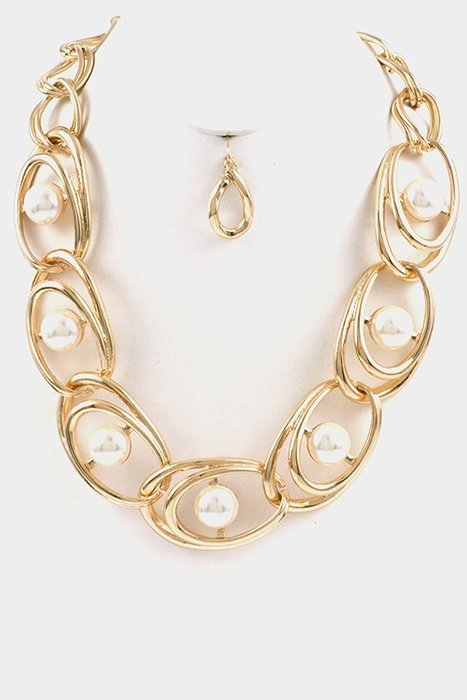 Trendy Fashion Jewelry Chain Pearl Accent Set By Fashion Destination