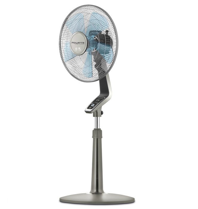 Rowenta VU5551 Turbo Silence Oscillating 16-Inch Stand Fan Powerful and Quiet with Remote Control, 4-Speed, Silver N5