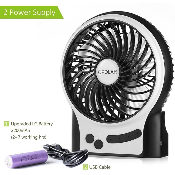 OPOLAR Portable Rechargeable Fan, Mini USB Fan with Upgraded 2200mAh LG ...