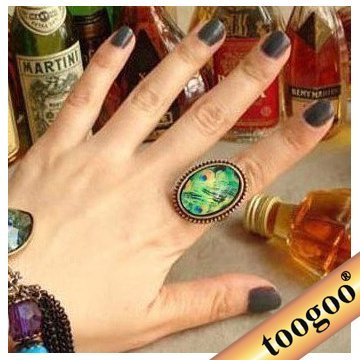 TOOGOO(R) Antique Exquisite Peacock Feather Pattern Ring - Retro Court Style N2