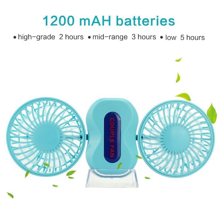 Intsun 360 Degree Rotation Mini Handheld Portable Couples Fan,Quiet Operation Desktop Fan with LED Light Dual... N6