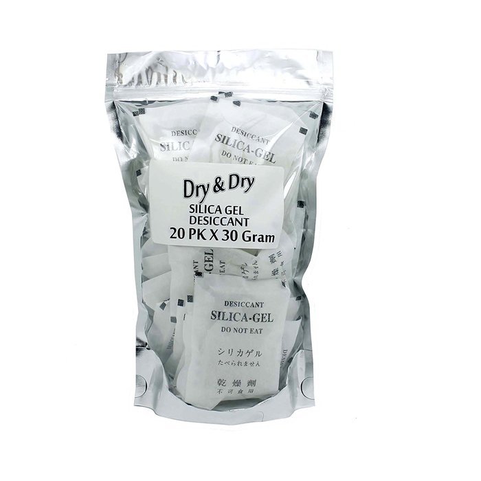 30gm Pack of 20 "Dry&Dry" Silica Gel Packets Desiccant Dehumidifier N9