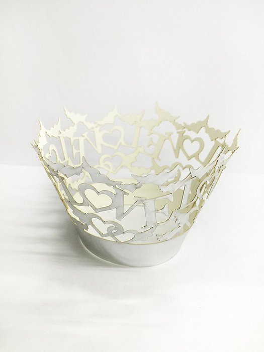 HUAL Cupcake Wrappers 50 Filigree Artistic Bake Cake Mirror Paper Cups LOVE Lace Laser Cut Liner Baking Cup Muffin... N4