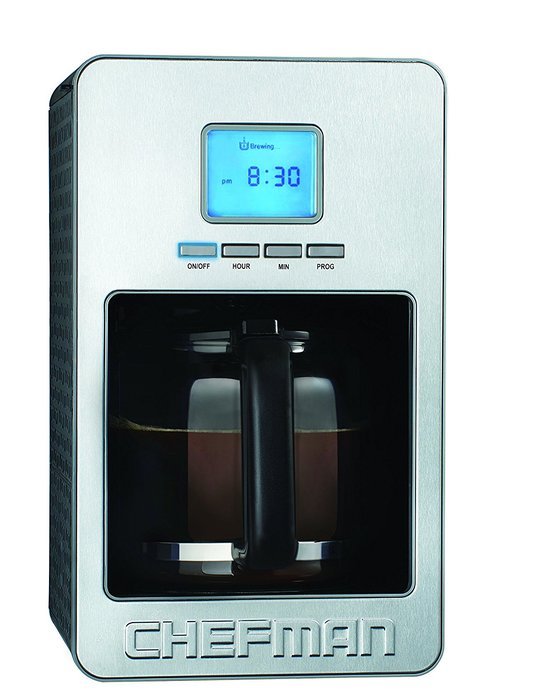 Chefman RJ14-12SS-P-Grey 12 Cup Programmable Coffee Maker with Stainless Steel Face, Grey N2