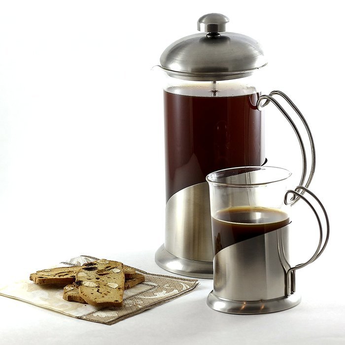 GSG French Coffee Press with Two Matching Cups | Glass & Stainless Steel | Best Coffee Tea & Espresso Maker