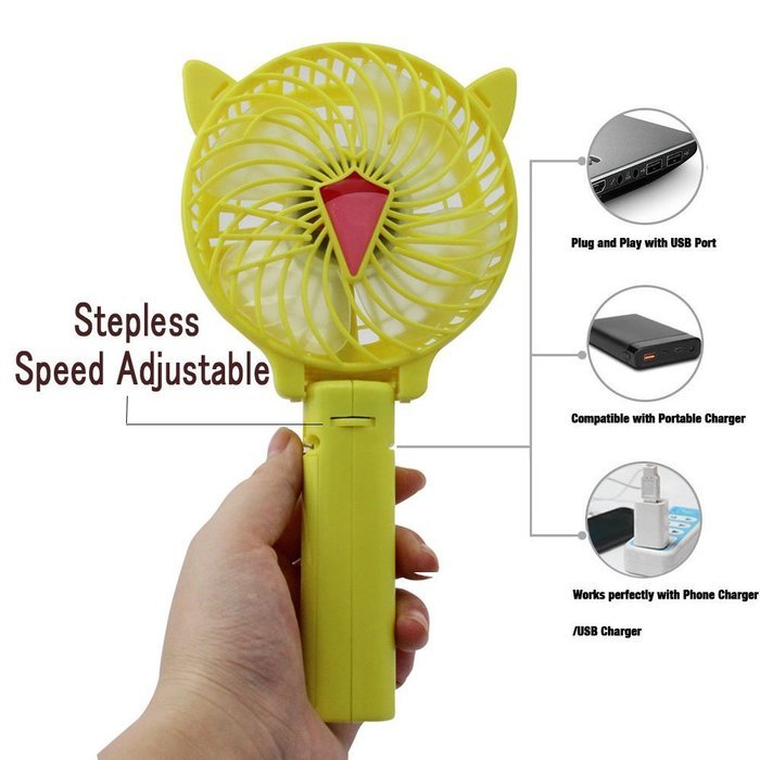 LifBetter Portable Foldable Hand Held Rechargeable USB Mini Fan for PC Desk Table Outdoor Travel (Pink), Powered... N14