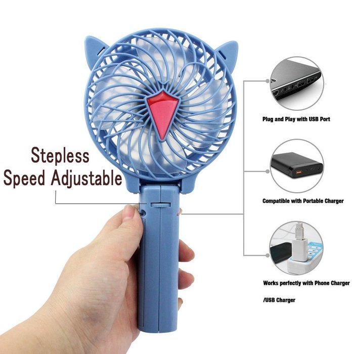 LifBetter Portable Foldable Hand Held Rechargeable USB Mini Fan for PC Desk Table Outdoor Travel (Pink), Powered... N16