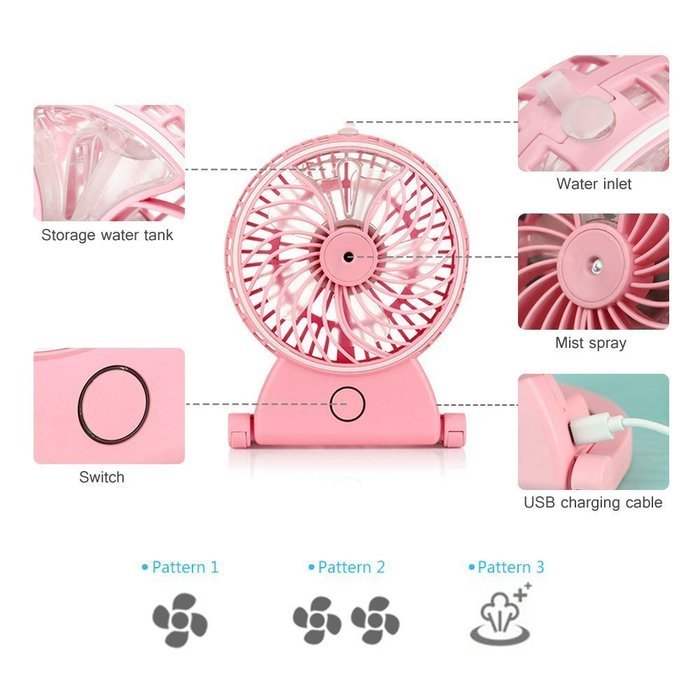 Table Humidifier Fans TIanNorth&reg; Portable Desktop Handheld Fans Rechargeable Cooling Misting Fan Personal Cooling... N6