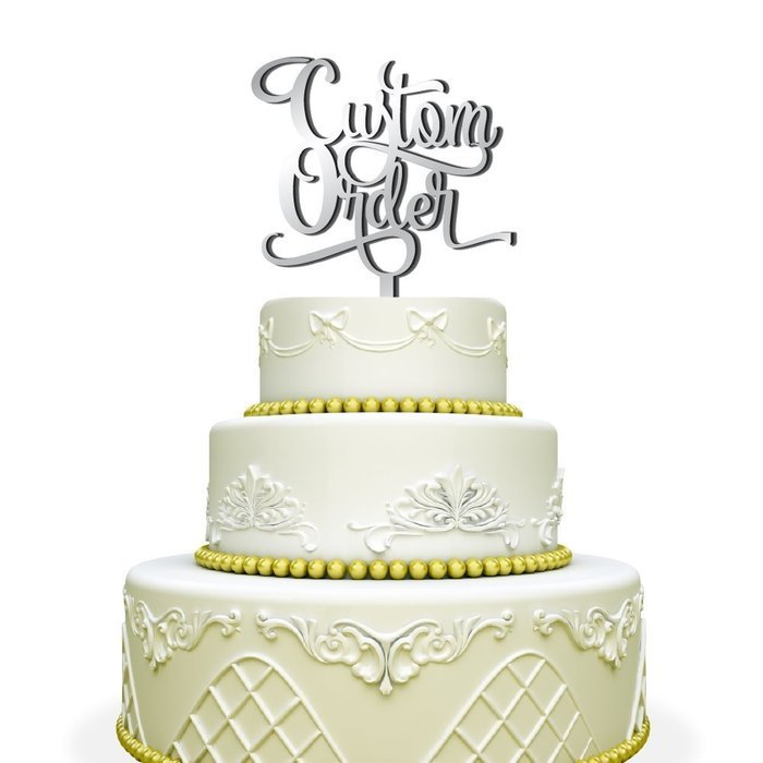 Custom Cake Topper For Weddings and Birthdays Mirrored Gold N2