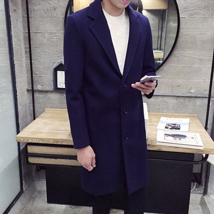 Spritech(TM) Men's New Fashion Comfort Winter Slim Fit Turndown Collar Woolen Jacket Single-Breasted Overcoat... N6