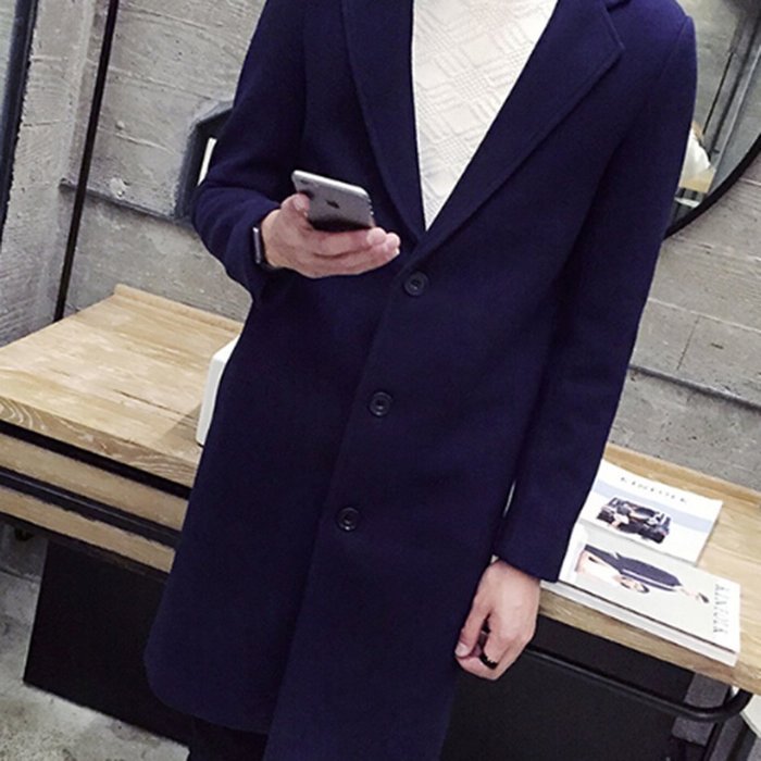 Spritech(TM) Men's New Fashion Comfort Winter Slim Fit Turndown Collar Woolen Jacket Single-Breasted Overcoat... N7