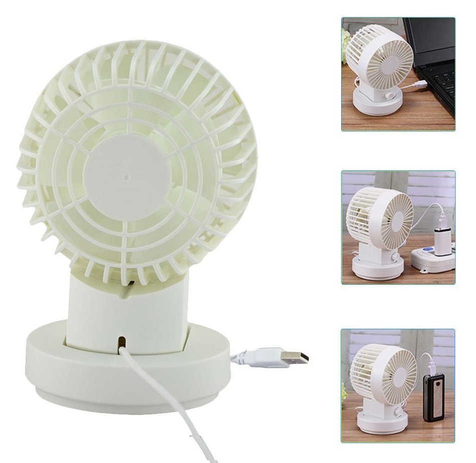 Welltop USB Mini Fan 2 Speed Modes Dual Blades Mini Desk Fan Oscillating Table Fan USB Fan Adjustable Small Personal... N8