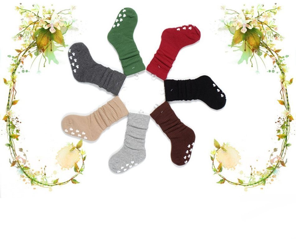 Eforstore 7 Pack Winter Warm Children Fashion Cotton Ruffle Knee-Socks Anti-skid Particles Socks for Kids Girls... N5