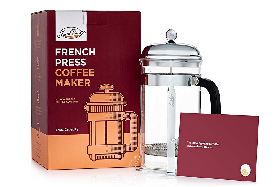 JavaPresse French Press Coffee Maker &ndash; Serves Cold Brew, Tea, & More &ndash; Reinforced Glass Carafe 34 oz N3