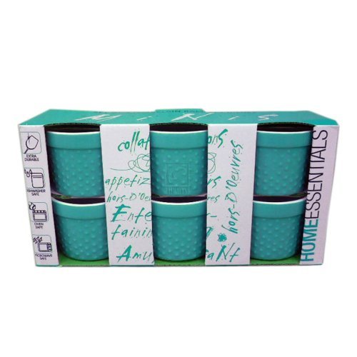 Home Essentials & Beyond 66466 4 oz. Mini Stoneware Hobnail Ramekins, Aqua