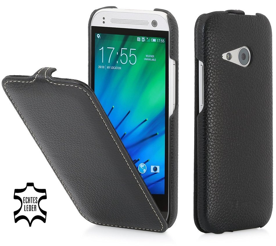 StilGut&reg; UltraSlim, Leather Case for HTC One mini 2, Black N2
