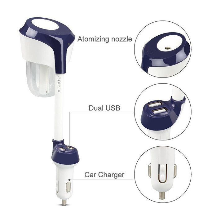 Car Oil Diffuser Humidifier, AblerV Ultrasonic wave Car Air Humidifier and Aromatherapy Essential Oil Diffuser... N10