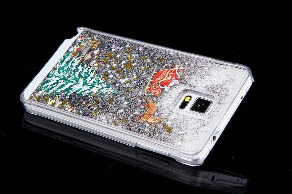 Galaxy Note 4 Case,Galaxy Note 4 Liquid Cover,PHEZEN Christmas Tree Santa Claus Design Cool Quicksand Moving Stars... N4