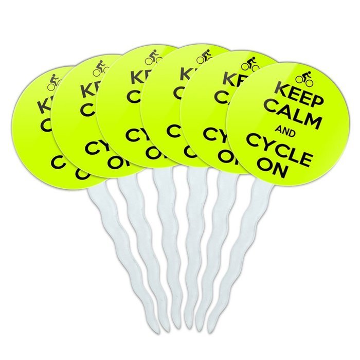 Set of 6 Cupcake Picks Toppers Decoration Keep Calm and A-H - Fish On Bass Fishing - Keep Calm and N2