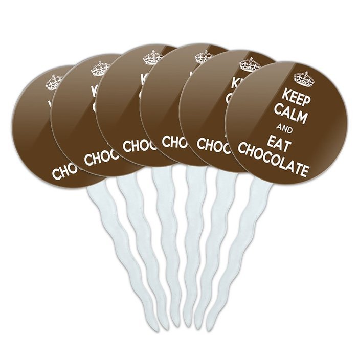 Set of 6 Cupcake Picks Toppers Decoration Keep Calm and A-H - Fish On Bass Fishing - Keep Calm and N4