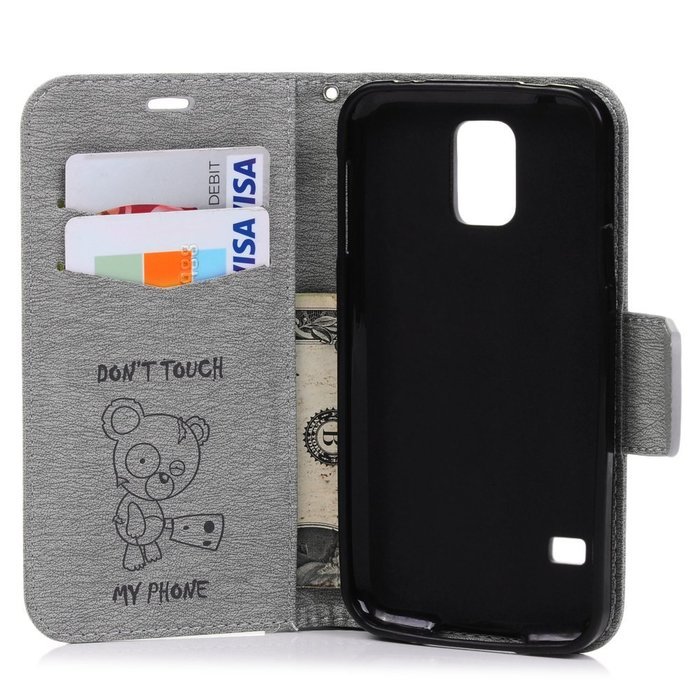 Galaxy S5 Case,Samsung Galaxy S5 Case (I9600) - Wallet Flip Stand Case Embossed Cute Bear PU Leather Case Shockproof... N16