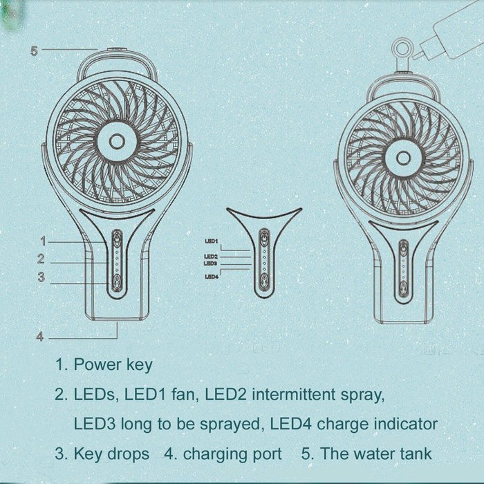 BP Handheld Water Misting Fan Portable Mini Fan Water Spray Desktop Fan With Cooling Mist Humidifier Battery /... N7