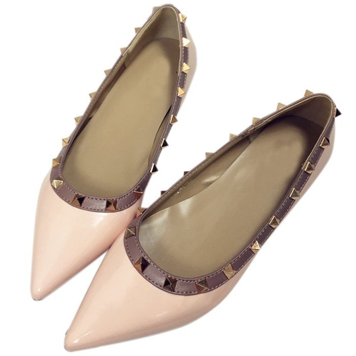 Yaheeda Fashion Flat Wild Rivet Shallow Mouth Women's shoes with pointed N29
