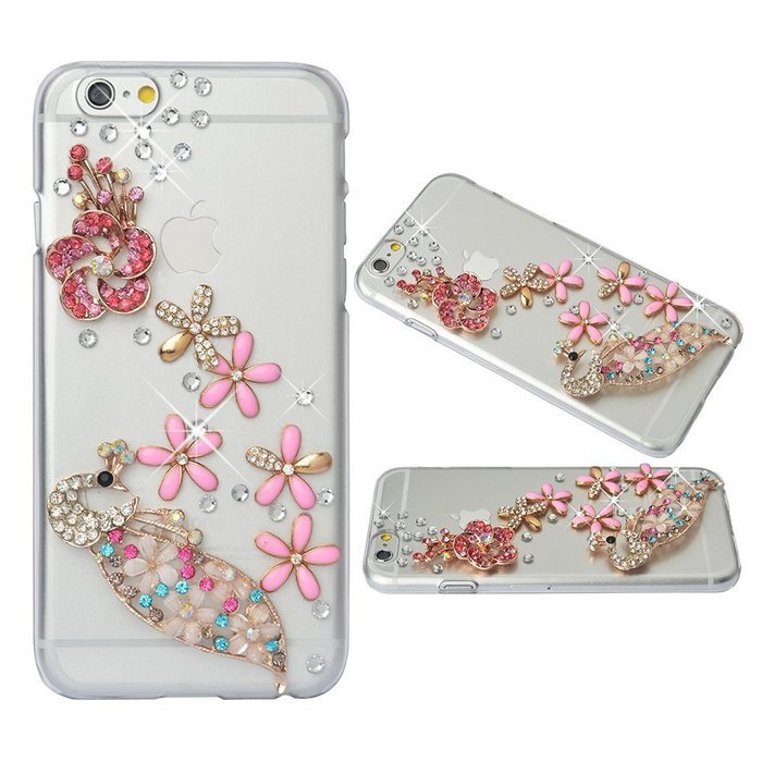Spritech(TM) Bling Clear Phone Case For Iphone 7 Plus 5.5inch,3D Handmade Crystal White Flower Gold Butterfly... N5