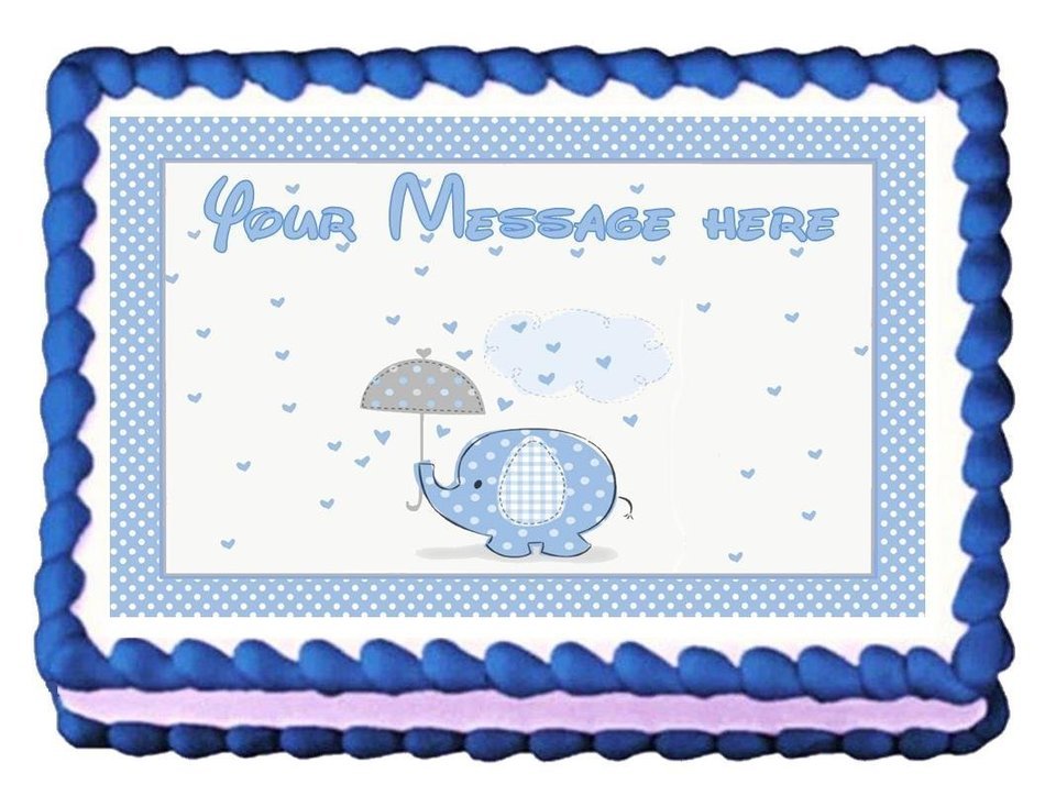 Baby Elephant Edible Cake Topper Baby Shower Cake Topper Blue Elephant