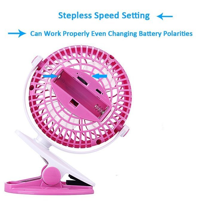 AOTOP Rechargeable Clip on Fan, Quietness, Adjustable (Pink) N12