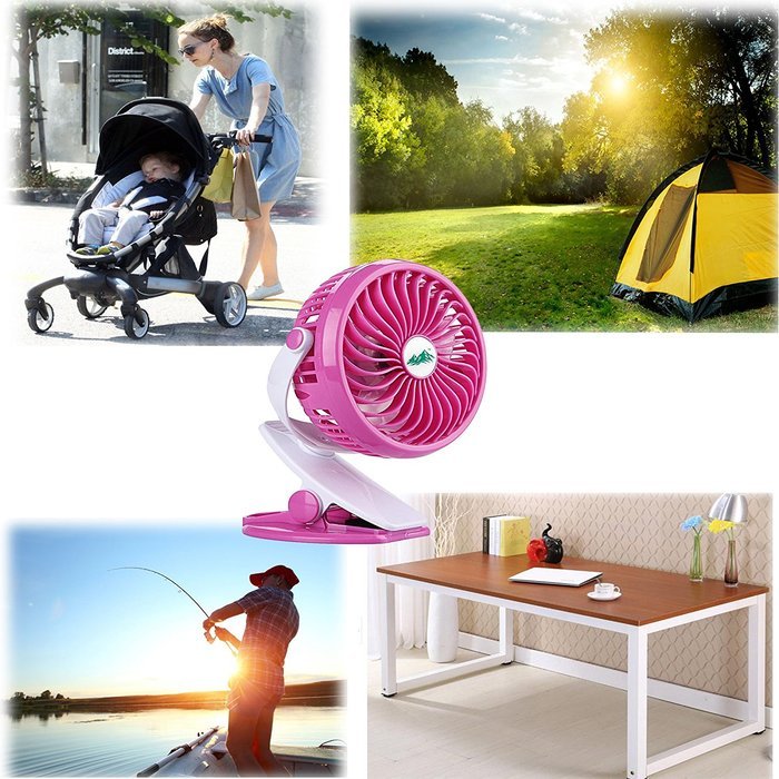 AOTOP Rechargeable Clip on Fan, Quietness, Adjustable (Pink) N13