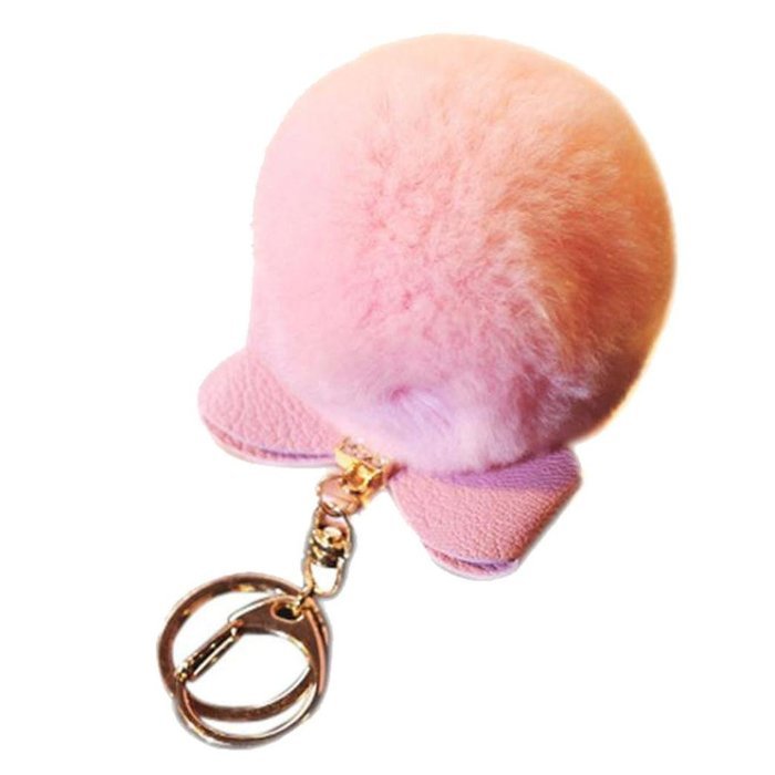 AutumnFall Rabbit Fur Ball Plush Car Keychain Handbag Key Ring Key Pendant (Black) N12