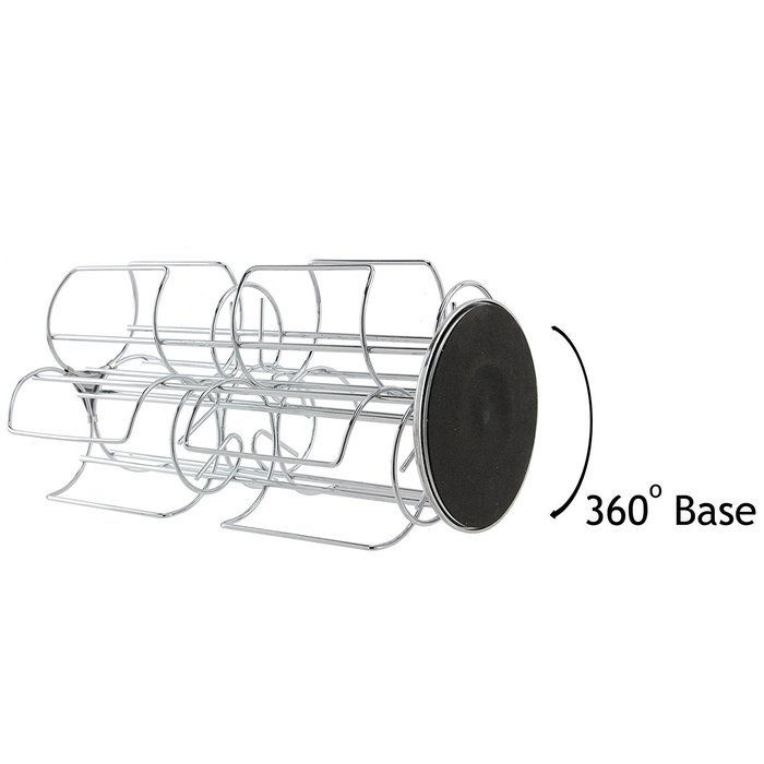 Tassimo Bosch 48 T Disc Capsule Holder - 2 Tier Chrome Refil Tower (Non Slip, 360 Base)