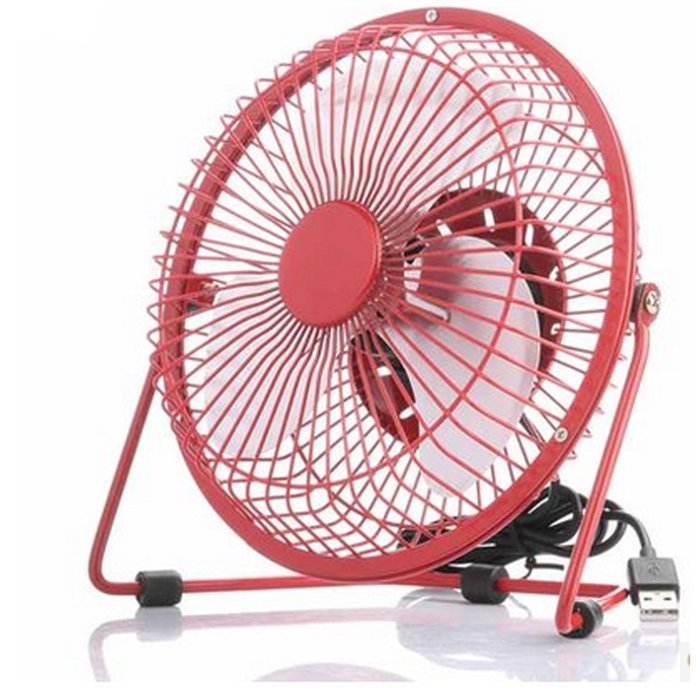 LOHOME(TM) USB Mini Fan Conditioner Desktop Mute Metal Aluminous Leaf Fan Cooler (Red) N3