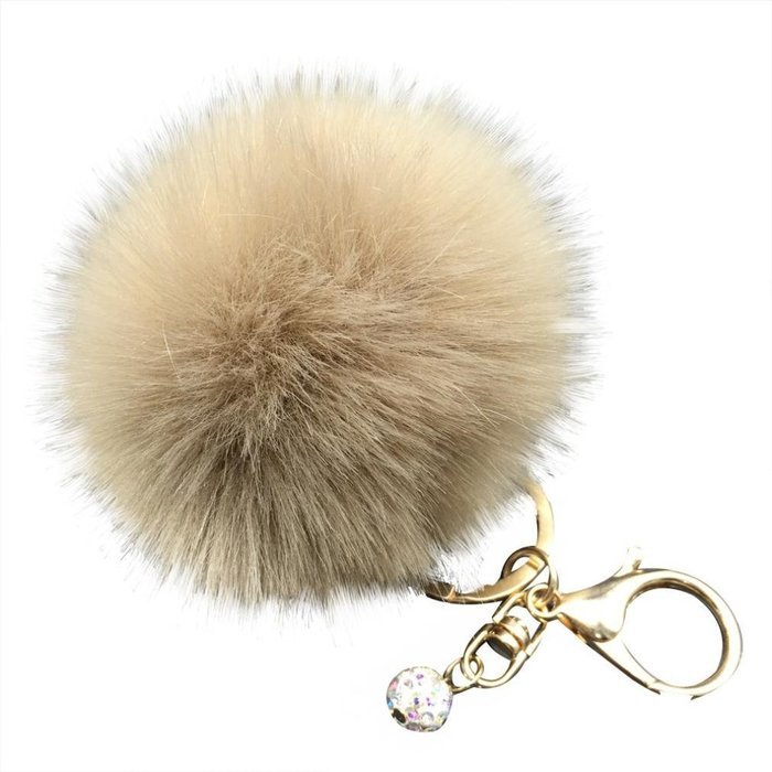 AutumnFall&reg; Fluffy Faux Rabbit Fur Ball Charm Car Keychain Handbag Key Ring (# 12) N15