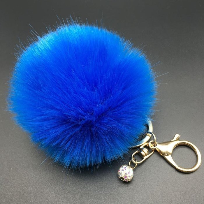 AutumnFall&reg; Fluffy Faux Rabbit Fur Ball Charm Car Keychain Handbag Key Ring (# 12) N19
