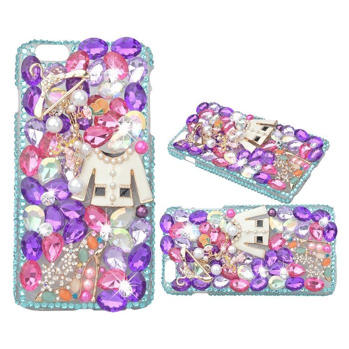 Iphone 7 Plus 5.5inch Bling Rose Gems Smartphone Cover,Yaheeda Rose Fur Ball Design 3D Handmade Rhinetstone Phone... N6