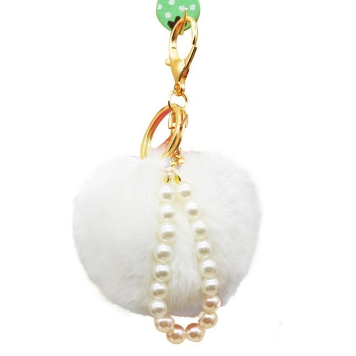 AutumnFall&reg; Imitate Rabbit Fur Ball Pearl Car Keychain Handbag Key Ring (Purple) N10