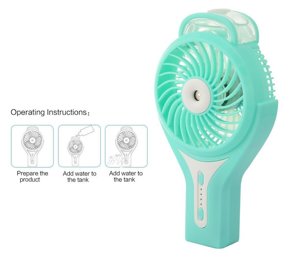 Topwell Handheld Mini Usb Misting Fan Water Spray Fan Rechargeable 