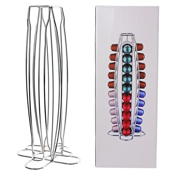 Spares2go 40 Pod Disc Holder Rack For Nespresso Coffee Machines 40 Capsule Dispenser Tower