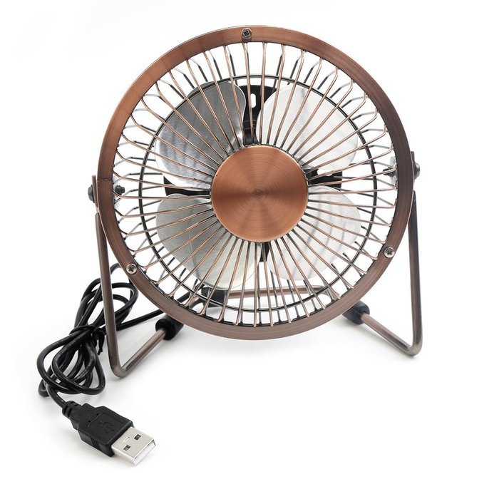 Honeyall Adjustable USB Desk Fan - Metal Archaistic Fan - Mute Personal Mini Fan - Small Table Fan with Switch... N3