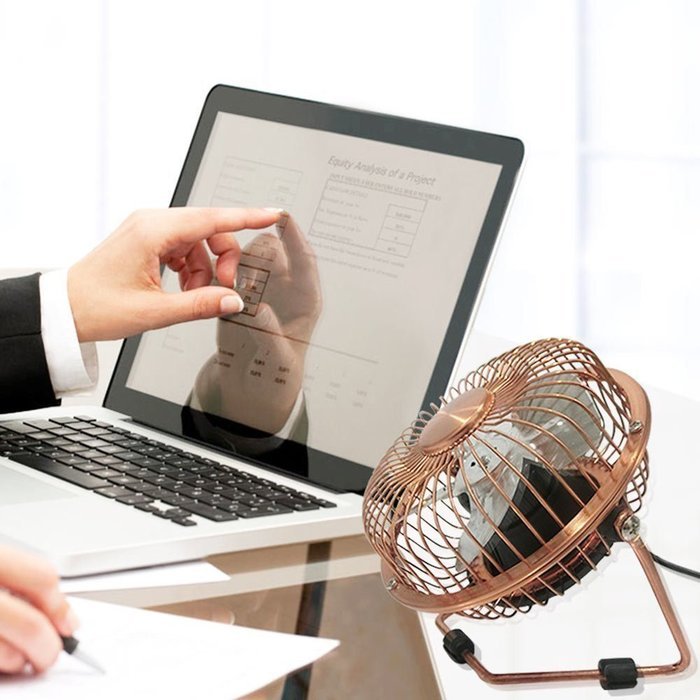 Honeyall Adjustable USB Desk Fan - Metal Archaistic Fan - Mute Personal Mini Fan - Small Table Fan with Switch... N4