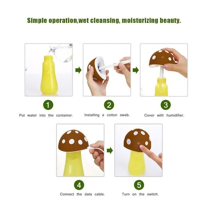 Life Taste Portable Ultrasonic Cool Mist Humidifier Mushroom Humidifier for Skin Moisturizing with Colorful LED... N10